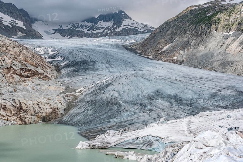 Alpine landscape with Rhone glacier and Rhone spring