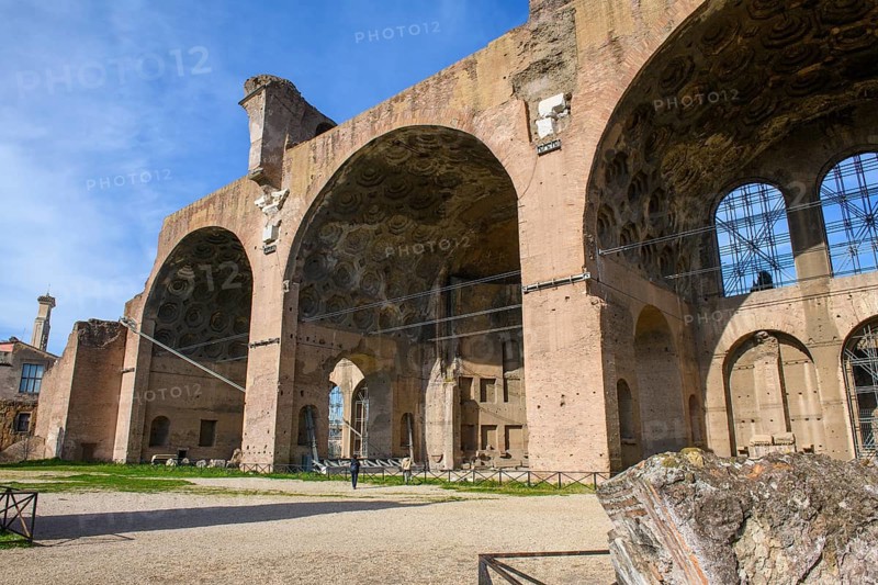Ruin of remaining aisle of ancient Maxentius Basilica of Constantine