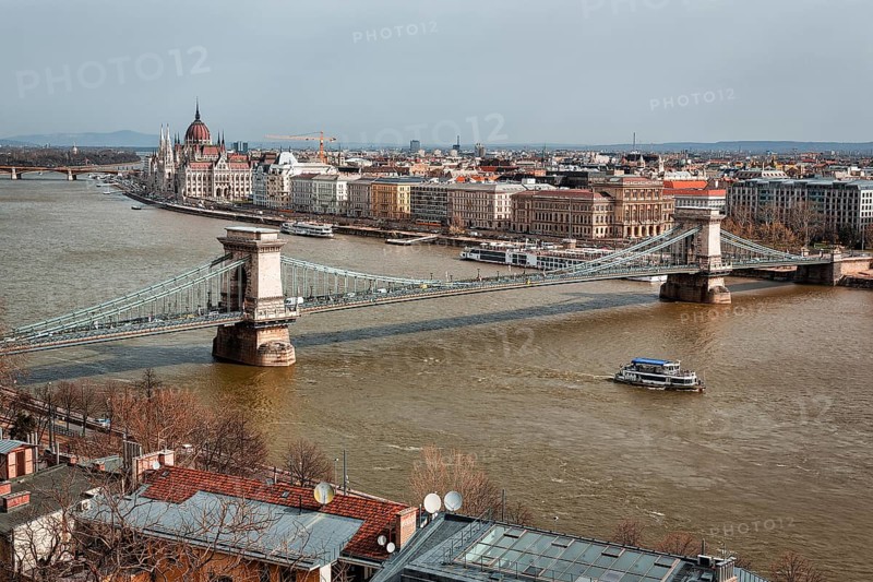 View from above of the Chain Bridge