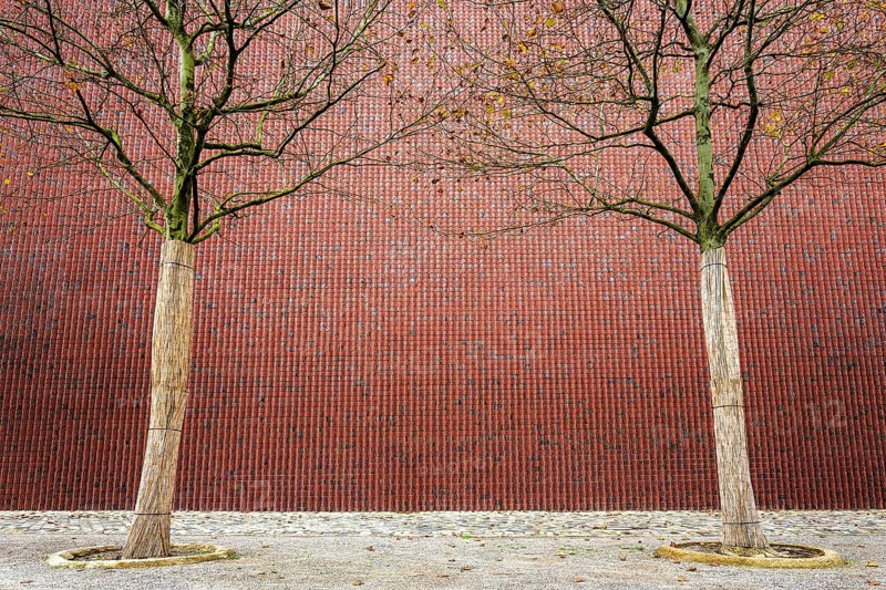 Brick facade with trees Museum Kueppersmuehle