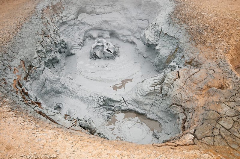 Bubbling mud spring in the Hveraroend geothermal area