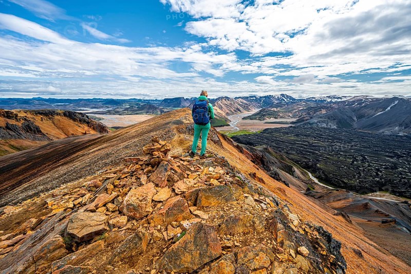 Hiker on the Laugavegur trekking trail