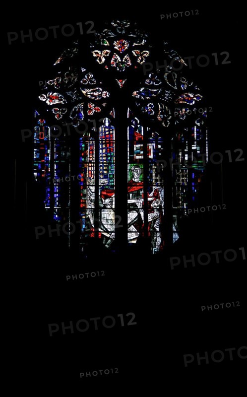 Church window by Hans Gottfried von Stockhausen above the main organ in Ulm Cathedral