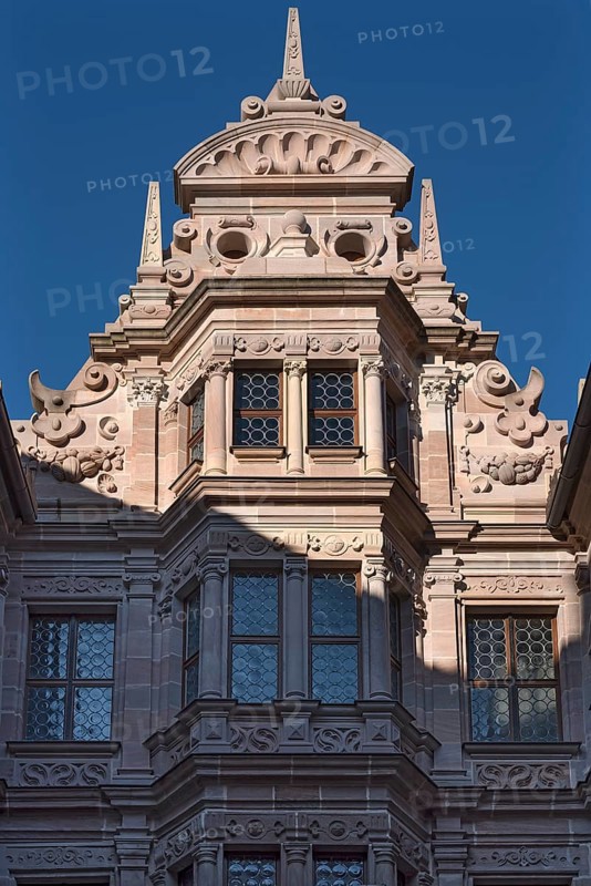 Gables of the courtyard of the former Pellerhaus restored by stonemasons