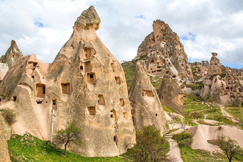 Living caves at Uechisar Castle Mountain