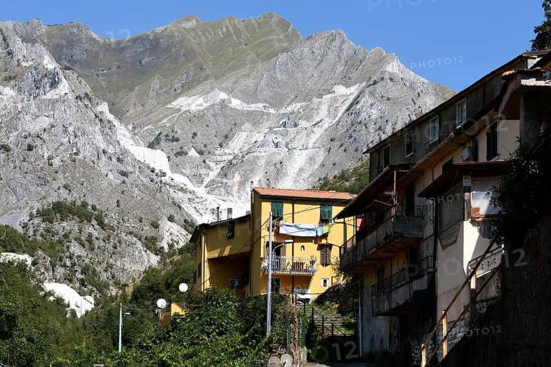 Mountain village of Colonnata in the marble quarrying area of Carrara