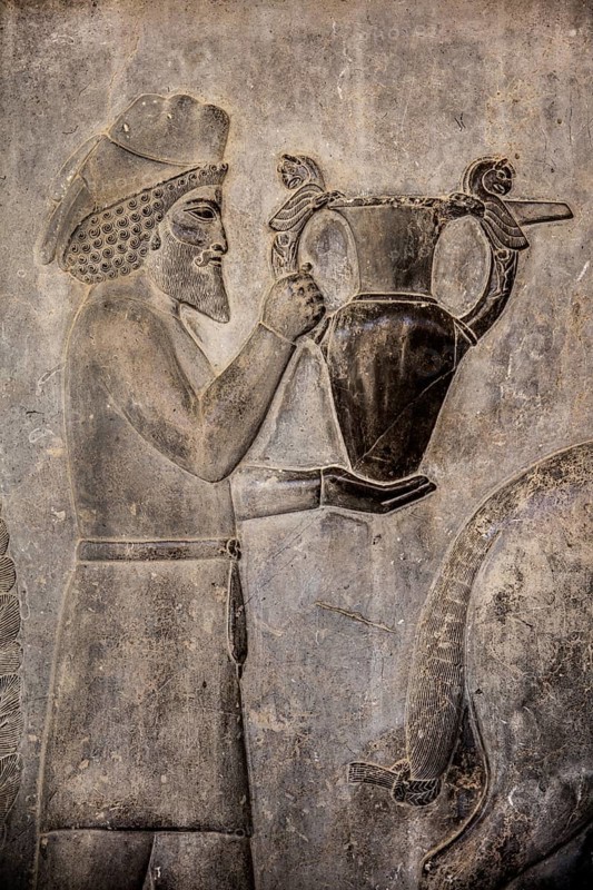 Relief detail of the delegation of nations bringing gifts to Darius on the steps of Apadana Palace