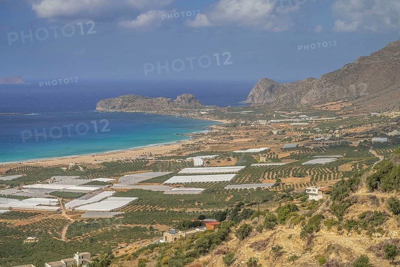 Falassarna Bay with greenhouses