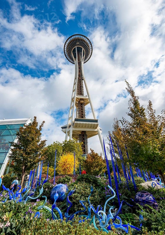 Sculpture garden with colourful glass artworks by Dale Chihuly