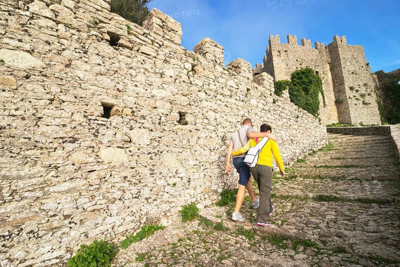 Two tourists at Venus Castle Erice