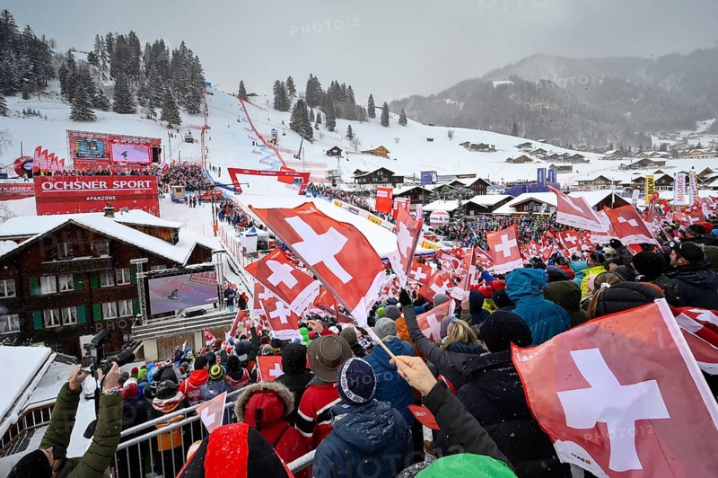 Swiss fans with flags