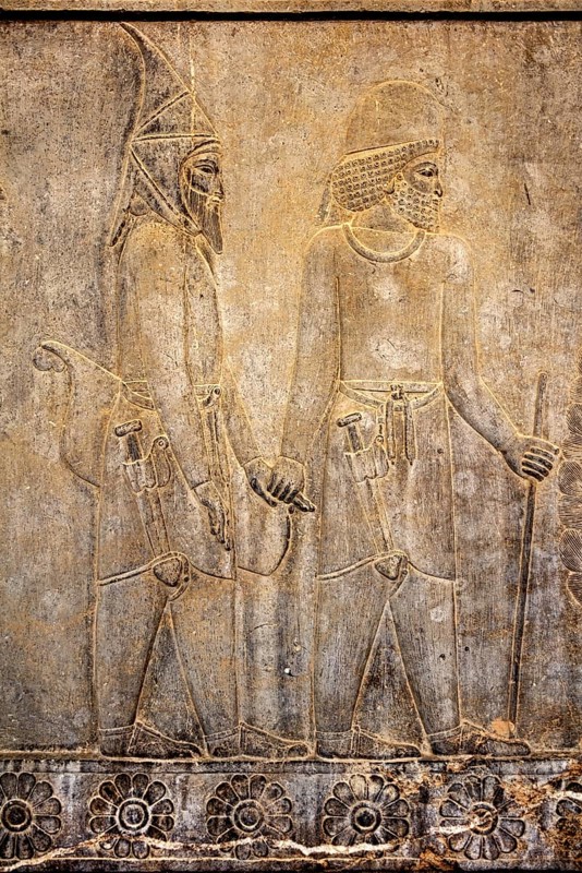 Relief detail of the delegation of nations bringing gifts to Darius on the steps of Apadana Palace