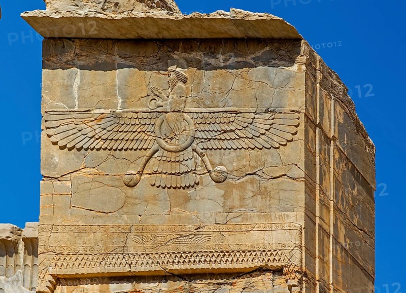 Gate relief with winged creature as symbol of the Zoroastrians