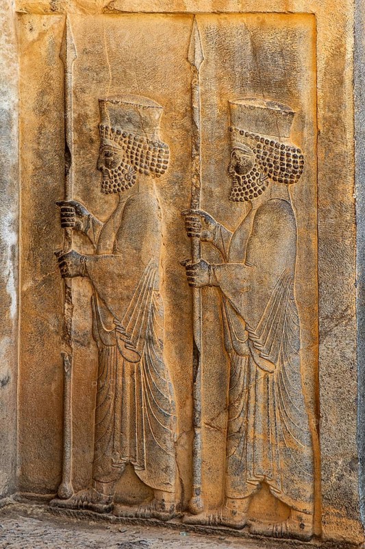 Tomb guards at the rock tomb of Artaxerxes II