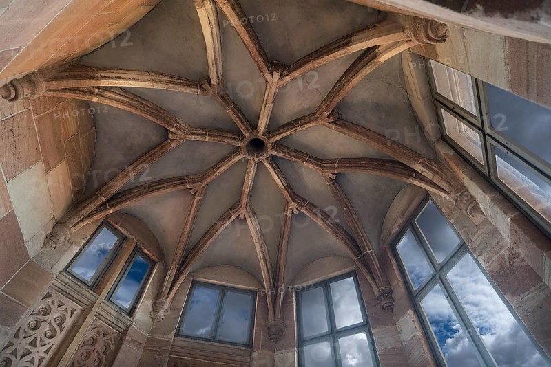 Final vault of the historic single-flight stair tower of the former Pellerhaus