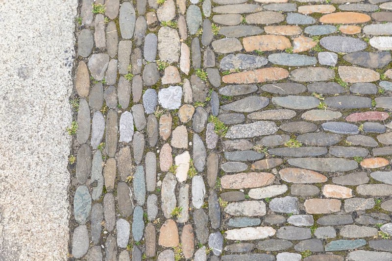 Different patterns of mosaic pavement in the old town of Freiburg im Breisgau