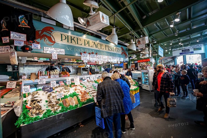 People in a market hall