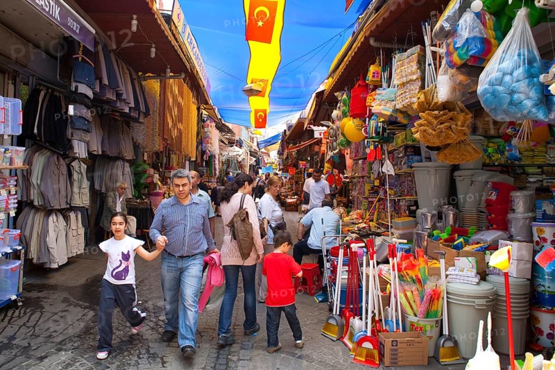 Bazaar street with everyday objects