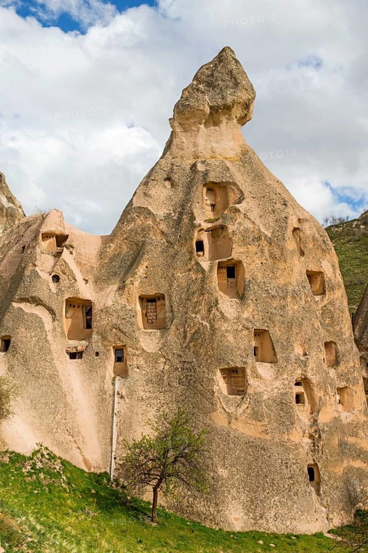 Living caves at Uechisar Castle Mountain
