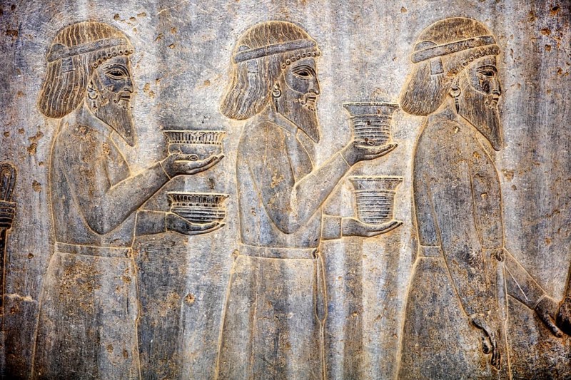 Relief detail of the delegation of nations bringing gifts to Darius on the steps of Apadana Palace