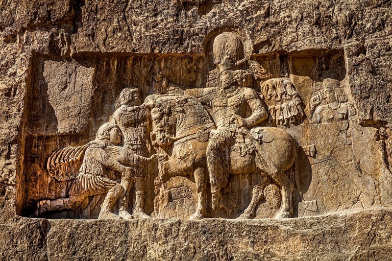 Relief of Great King Shapur I with Roman Emperors Valerian and Philip Arabs