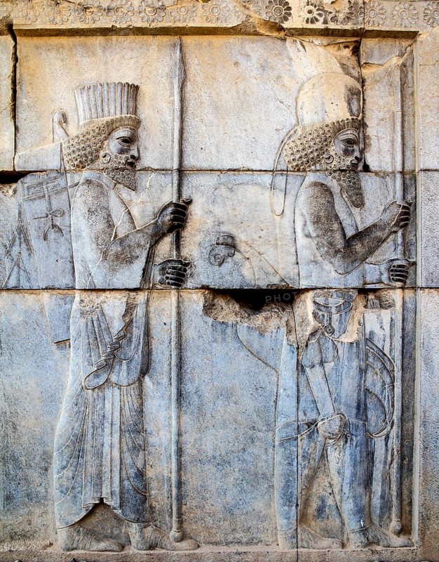 Relief detail of the delegation of nations bringing gifts to Darius on the steps of Apadana Palace