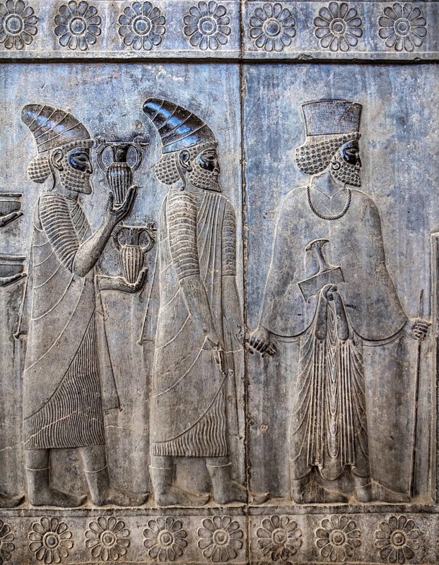 Relief detail of the delegation of nations bringing gifts to Darius on the steps of Apadana Palace
