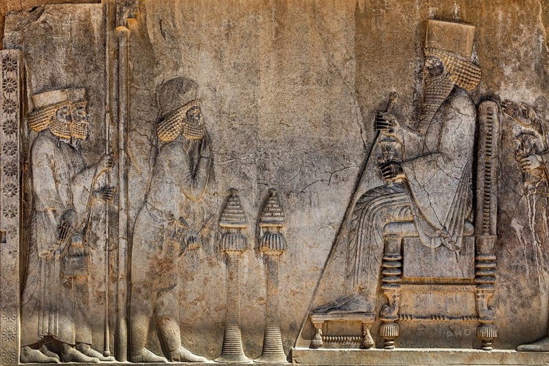 Relief of King Darius enthroned under a canopy