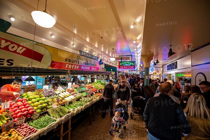 People in a market hall