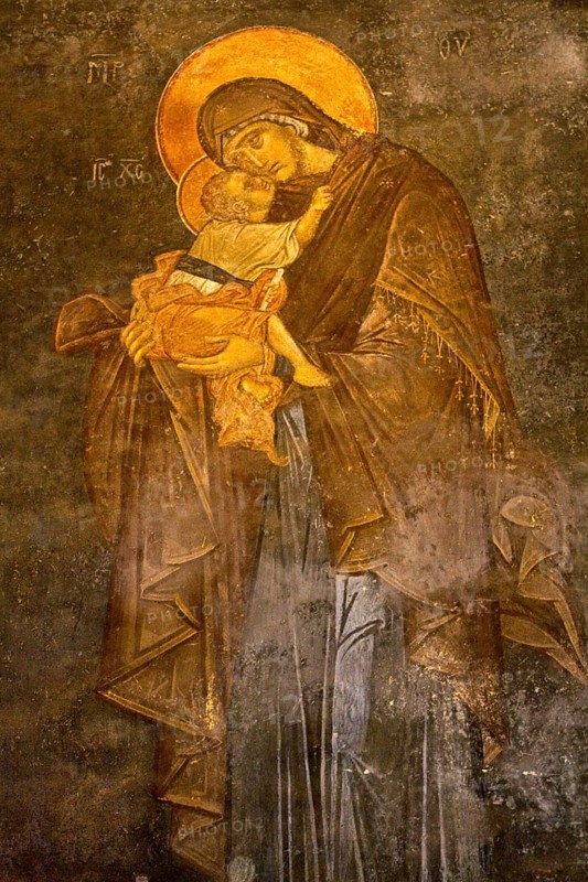 Fresco of Mary with Child Jesus in Chora Church