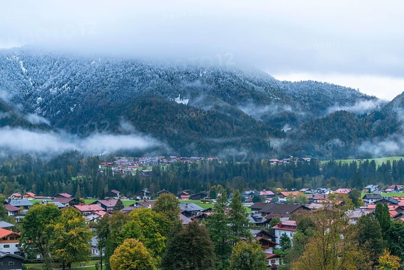 Cold autumn morning with hoarfrost in the mountains