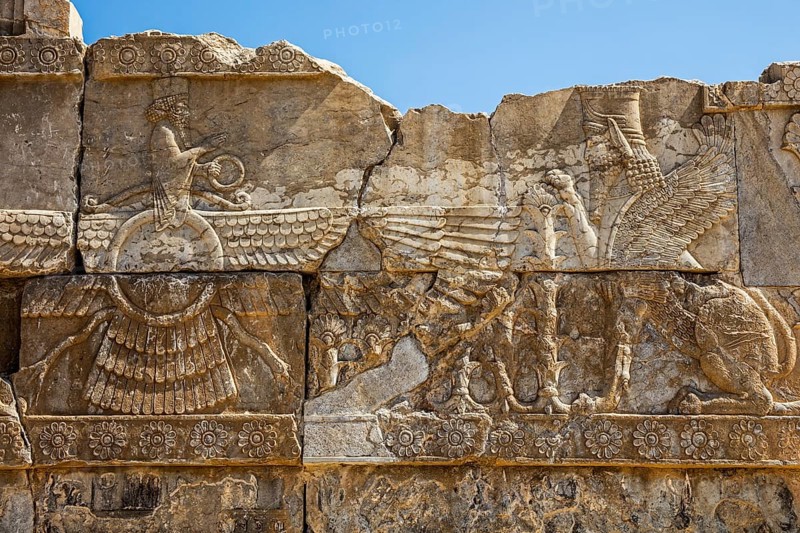 Relief with winged creature as symbol of the Zoroastrians