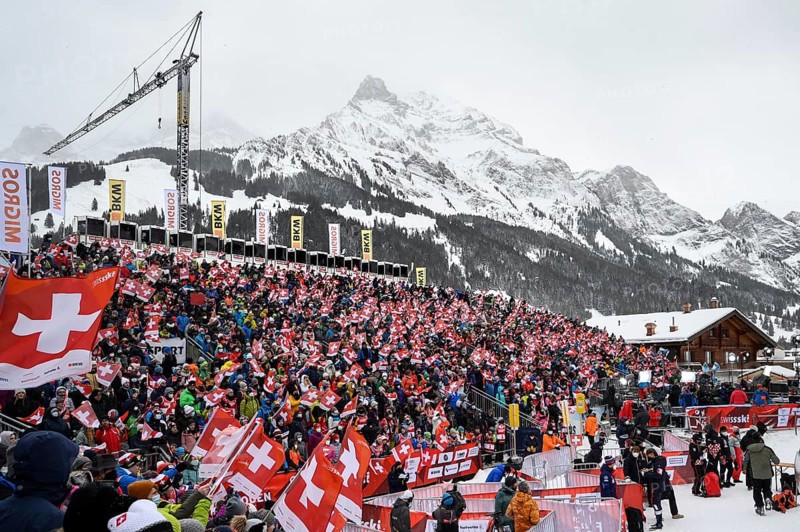 Swiss fans with flags