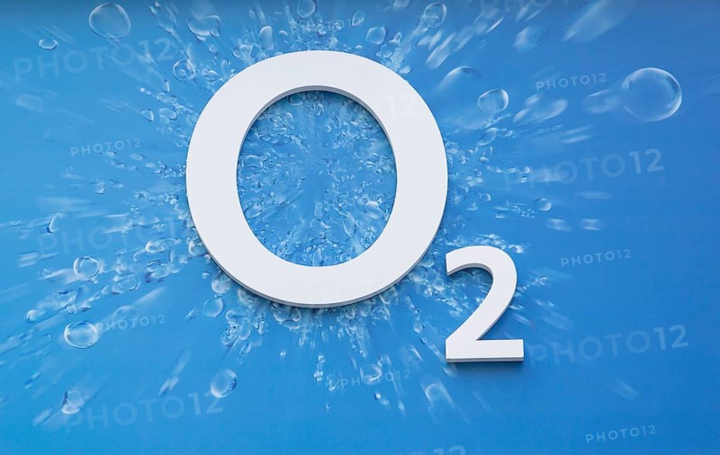Close up of O2 brand logo
