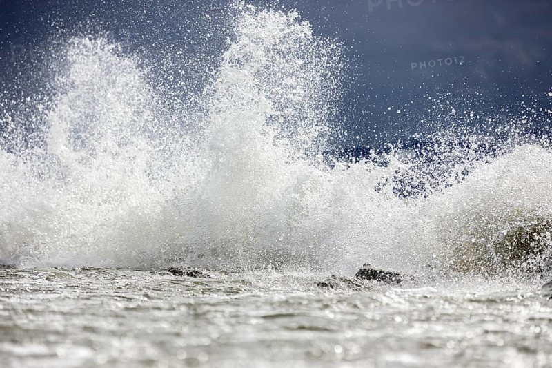 Storm Lolita raging on the stony shore in Hagnau