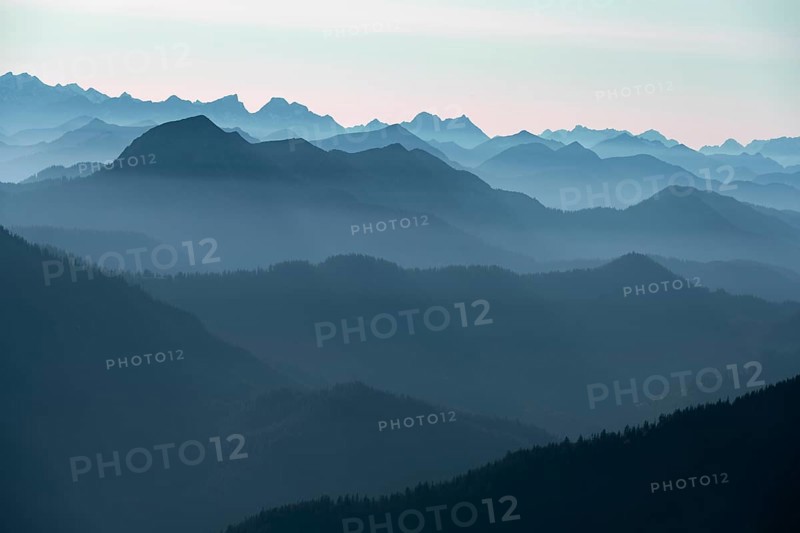 View from the Rotwandhaus of the main Alpine ridge towards Austria