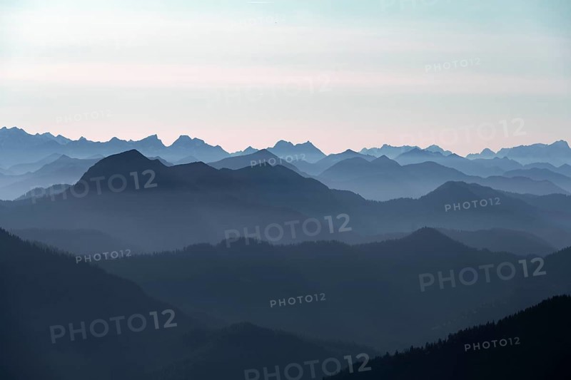 View from the Rotwandhaus of the main Alpine ridge towards Austria