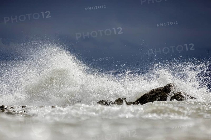 Storm Lolita raging on the stony shore in Hagnau