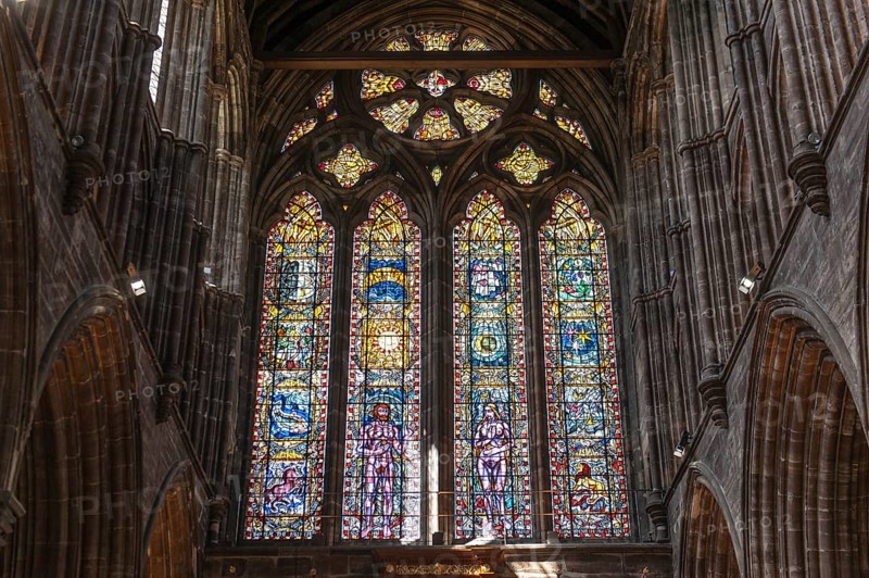 Large colourful Gothic stained glass window
