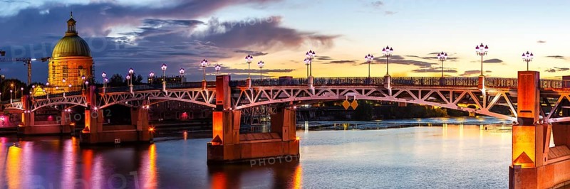 Pont Saint-Pierre Bridge with Garonne River Panorama in Toulouse