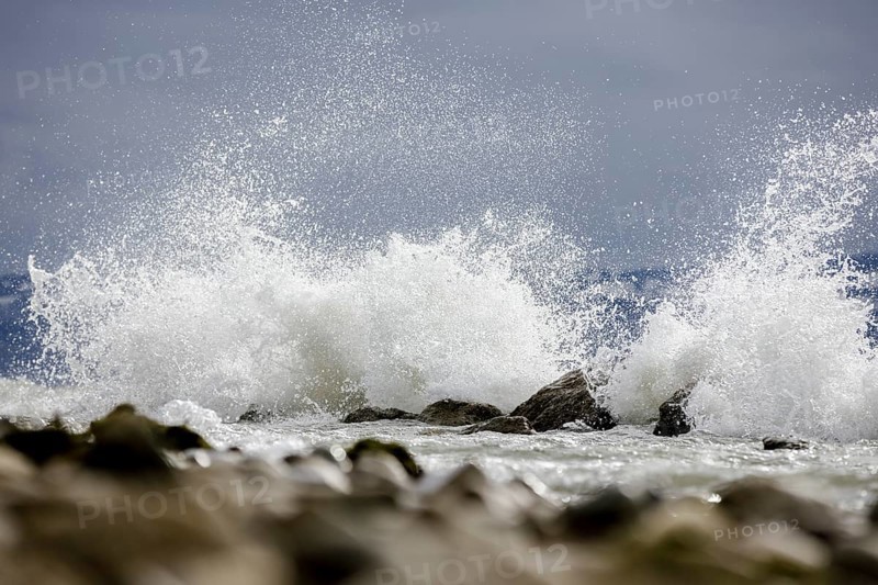 Storm Lolita raging on the stony shore in Hagnau