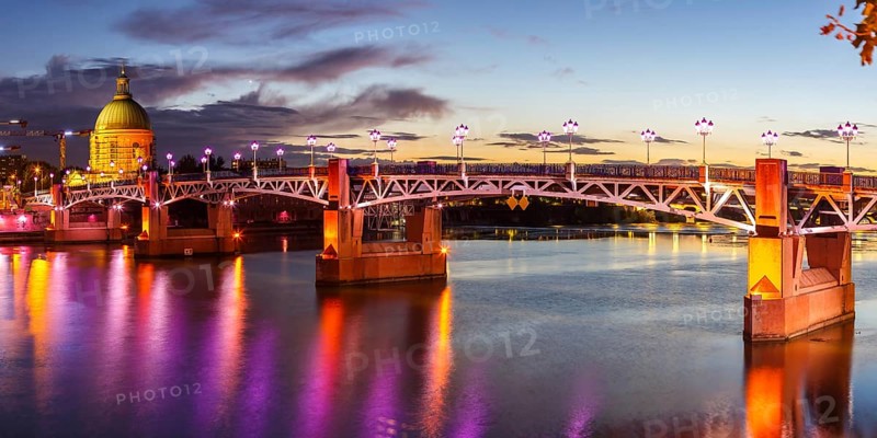 Pont Saint-Pierre Bridge with Garonne River Panorama in Toulouse