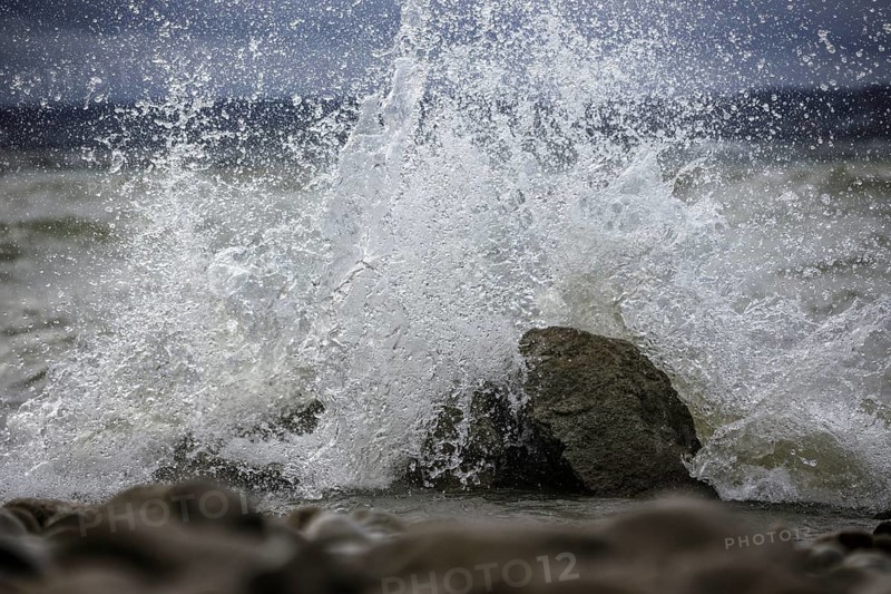 Storm Lolita raging on the stony shore in Hagnau