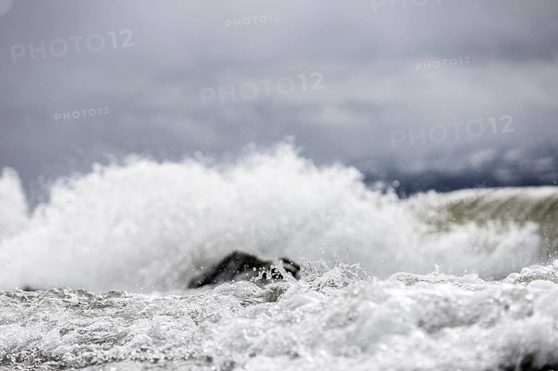 Storm Lolita raging on the stony shore in Hagnau