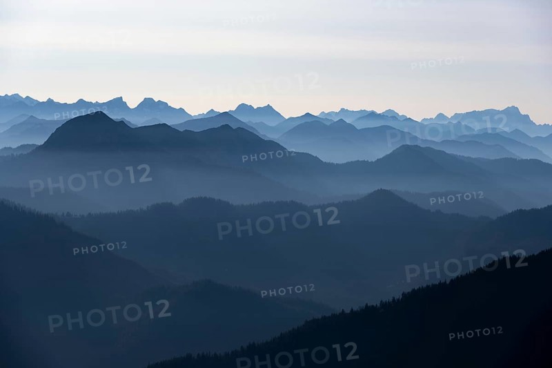 View from the Rotwandhaus of the main Alpine ridge towards Austria