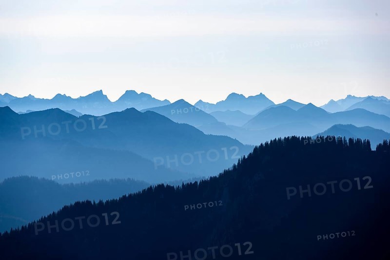 View from the Rotwandhaus of the main Alpine ridge towards Austria