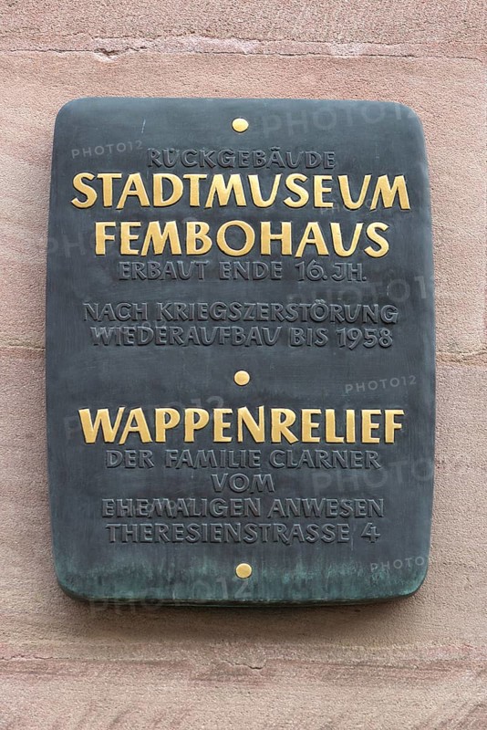 Information board about a coat of arms relief on the Fembohaus