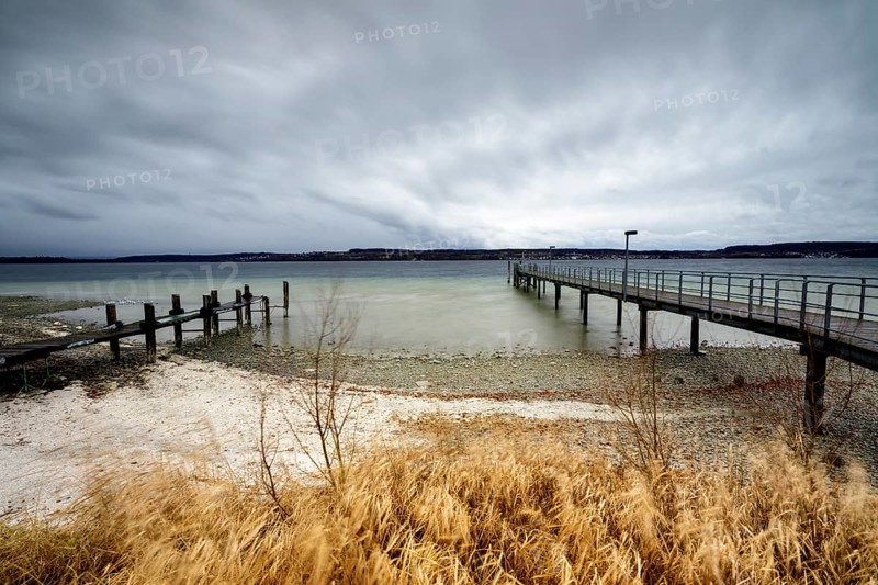 Stormy winter weather at Lake Constance