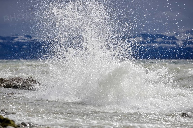 Storm Lolita raging on the stony shore in Hagnau
