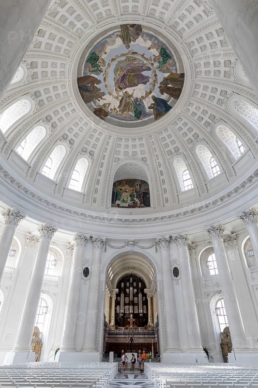Interior view with the large dome in St. Blasius Cathedral